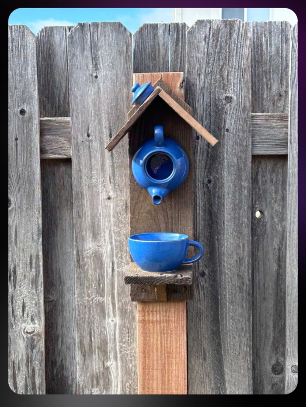 Rustic Wooden Handmade Teapot Bird Feeder Fruit And Flowers - Picture 15 of 16